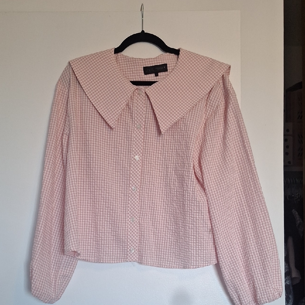 Zara Pink Gingham Women's Blouse